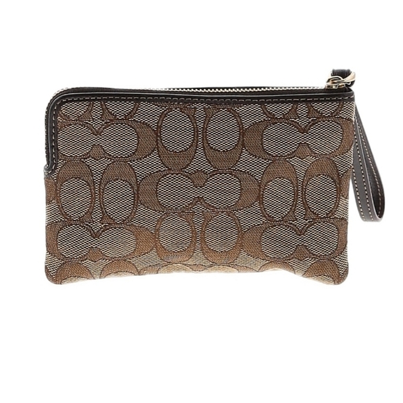Coach Signature Corner Zip Wristlet (6.5" x 4.5" x 1") - Brown - Picture 2 of 7
